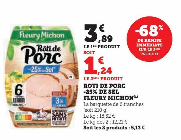 rôti de porc -25% de sel Fleury Michon
