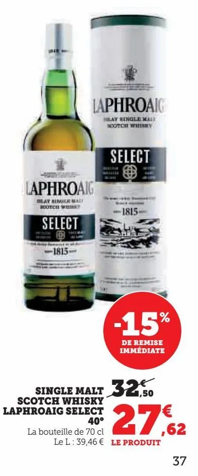 single malt scotch whisky laphroaig select 40°