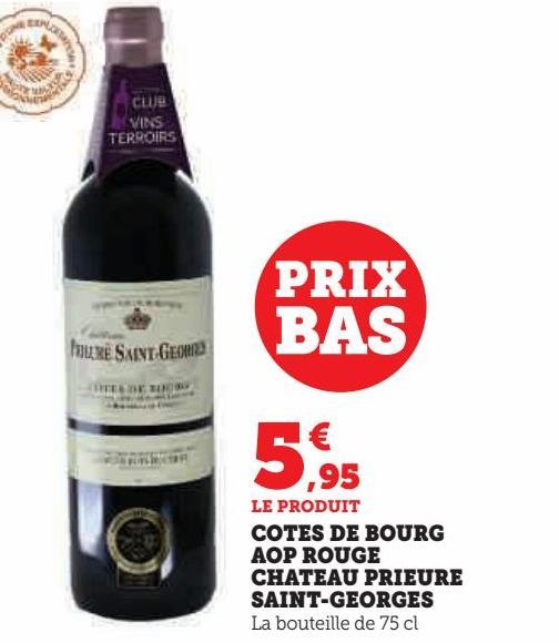 COTES DE BOURG AOP ROUGE CHATEAU PRIEURE SAINT-GEORGES 