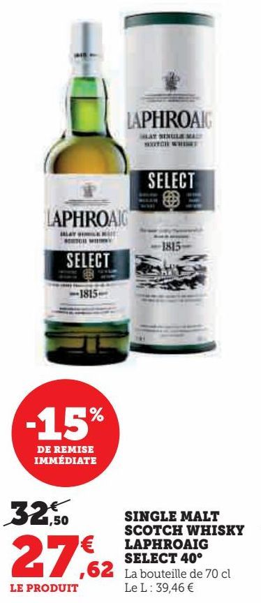 SINGLE MALT SCOTCH WHISKY LAPHROAIG SELECT 40°