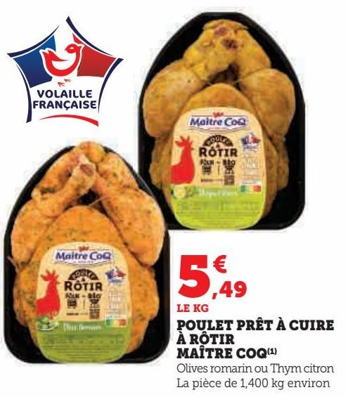 POULET PRET A CUIRE A ROTIR MAITRE COQ 