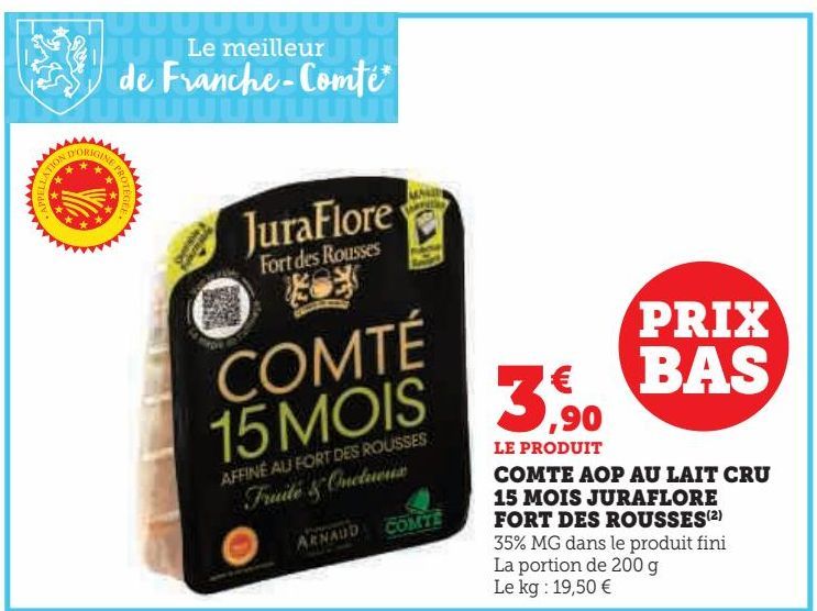 COMTE AOP AU LAIT CRU 15 MOIS JURAFLORE FORT DES ROUSSES 