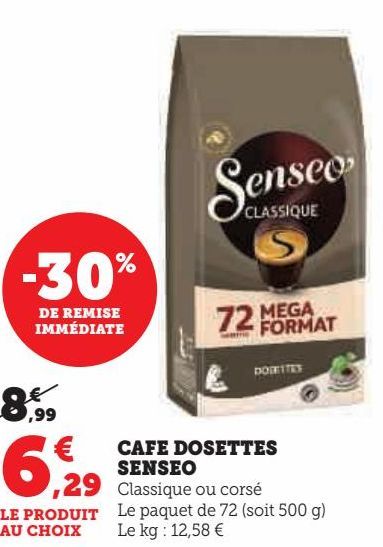 CAFE DOSETTES SENSEO 