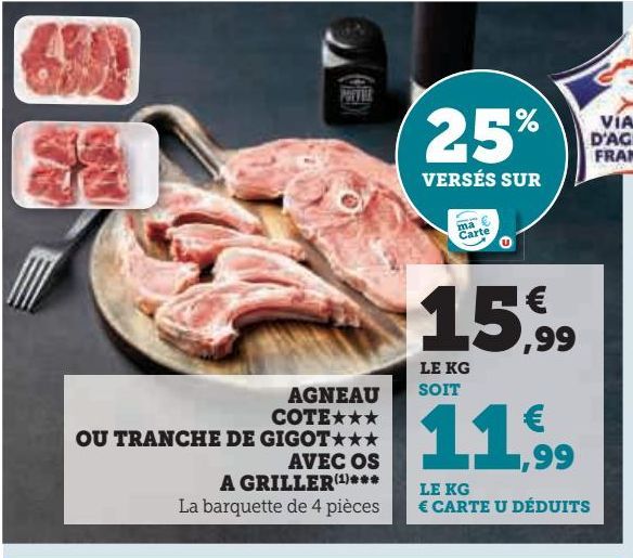 AGNEAU COTE OU TRANCHE DE GIGOT AVEC OS A GRILLER