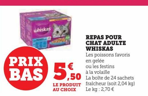 REPAS POUR CHAT ADULTE WHISKAS 