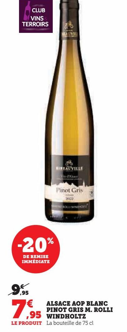 ALSACE AOP BLANC PINOT GRIS M.ROLLI WINDHOLTZ 