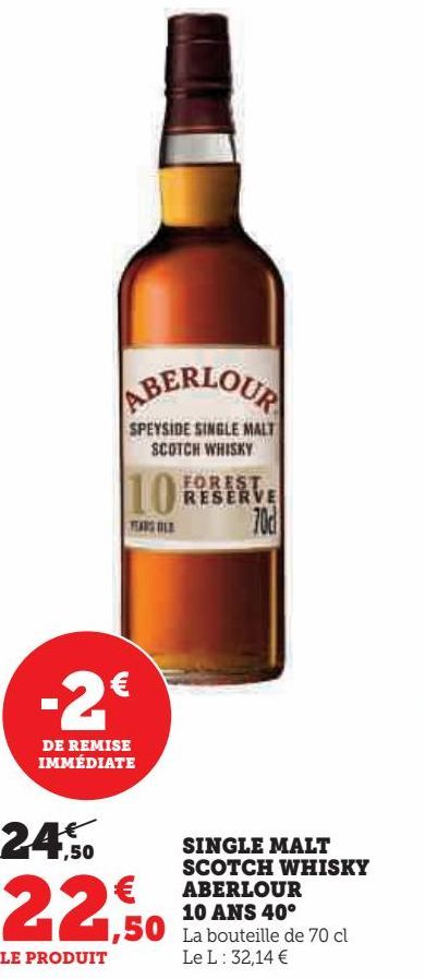 SINGLE MALT SCOTCH WHISKY ABERLOUR 10 ANS 40°