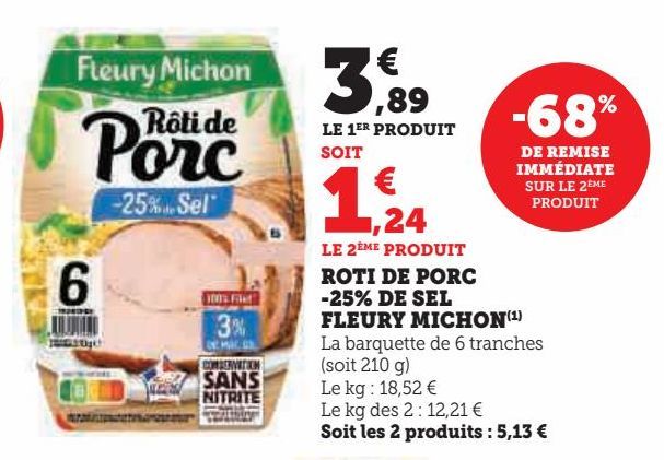 Rôti de porc -25% de sel Fleury Michon