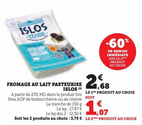 fromage au lait pasteurise Islos