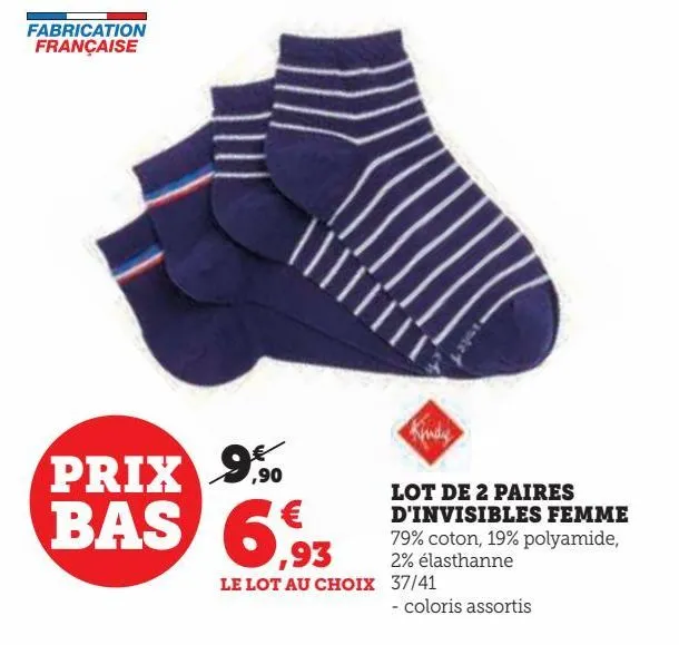 lot de 2 paires d`invisibles femme