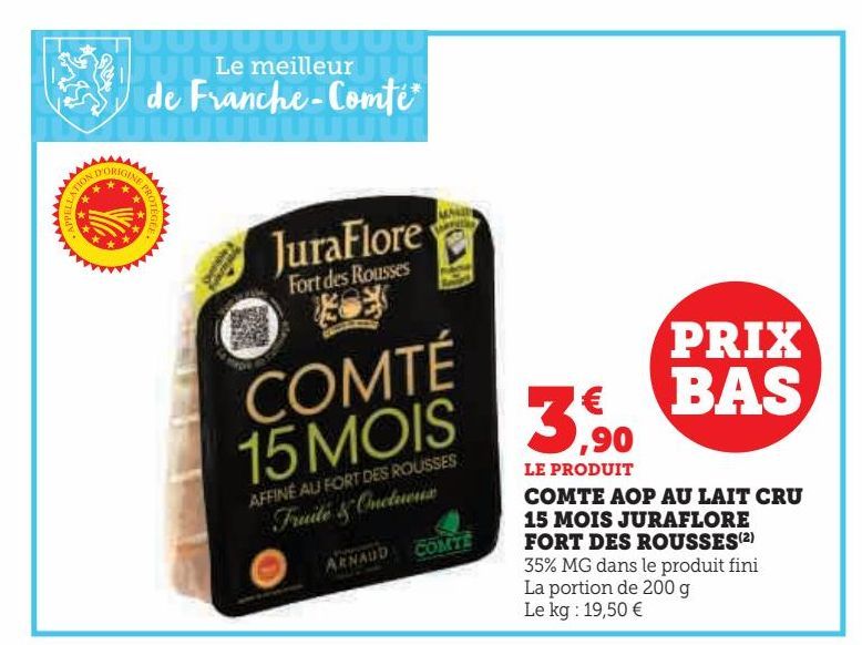 Comte AOP au lait cru 15 mois Juraflore fort des rousses