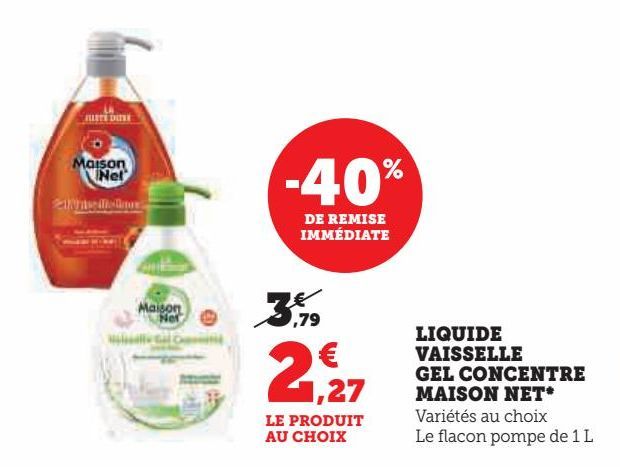 liquide vaisselle gel concentre Maison Net