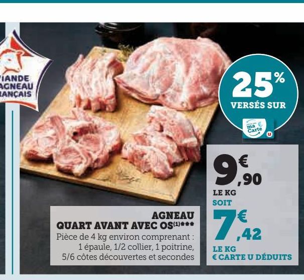 agneau quart avant avec os