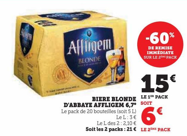 bière blonde d`abbaye Affligem 6.7ª