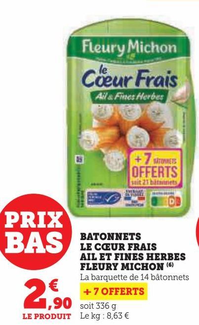 batonnets la coeur frais ail et fines herbes Fleury Michon