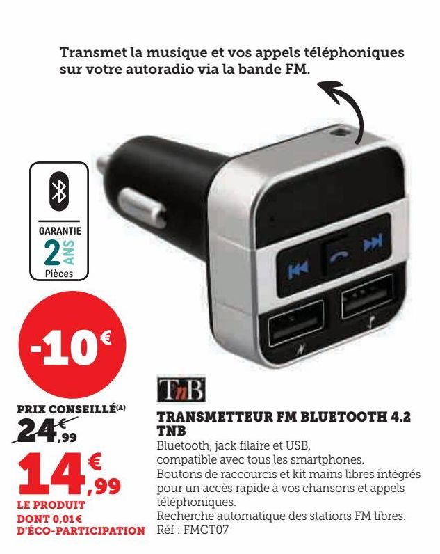 transmetteur fm bluetooth 4.2 TNB