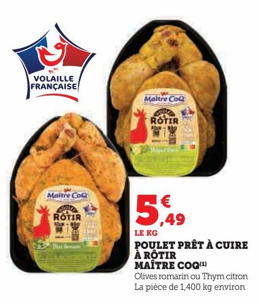 Poulet prêt à cuire à rôtir Maître Coq