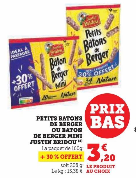 Petits batons de berger ou baton de berger mini Justin Bridou