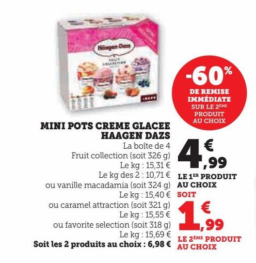 Mini pots creme glacee Haagen Dazs