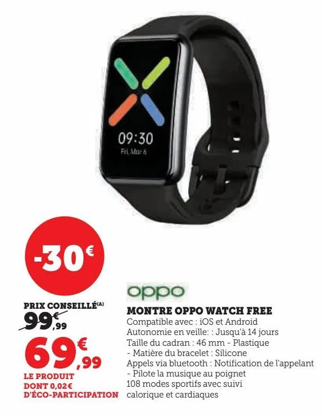 montre oppo watch free