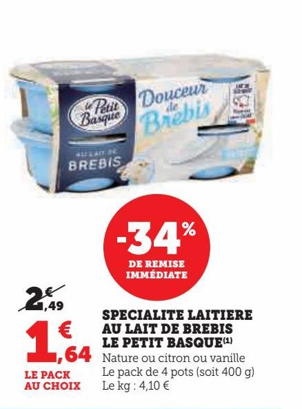 SPECIALITE LAITIERE AU LAIT DE BREBIS LE PETIT BASQUE 