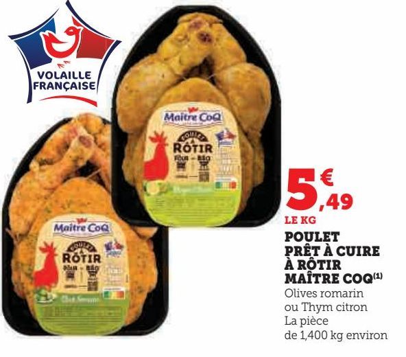 POULET PRET A CUIRE A ROTIR MAITRE COQ