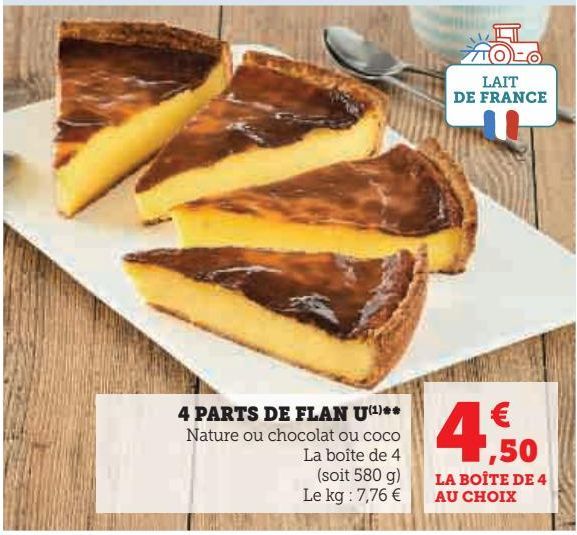 4 PARTS DE FLAN U