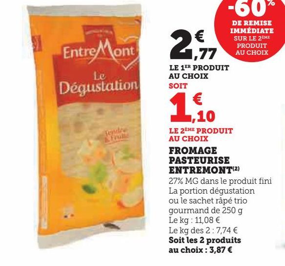 FROMAGE PASTEURISE ENTREMONT 