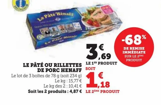 le pate ou rillettes de porc henaff