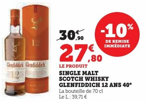 single malt scotch whisky glenfiddich 12 ans 40°