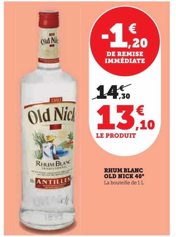 rhum blanc Old Nick 40ª