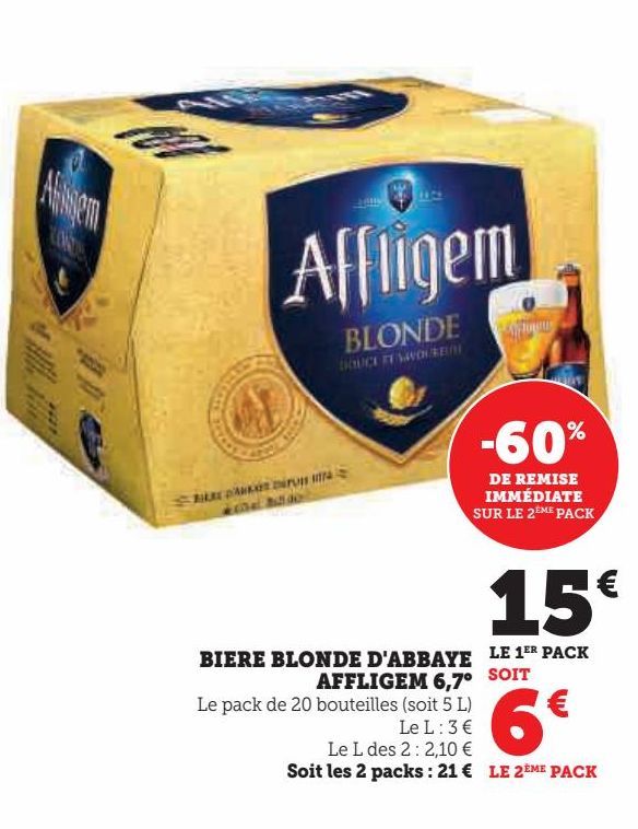 bière blonde d`abbaye Affligem 6.7ª