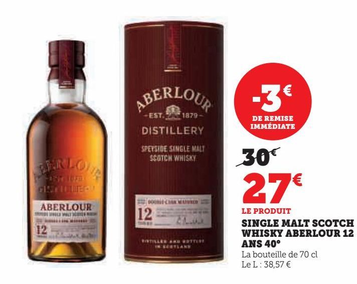 Single malt scotch whisky Aberlour 12 ans 40ª