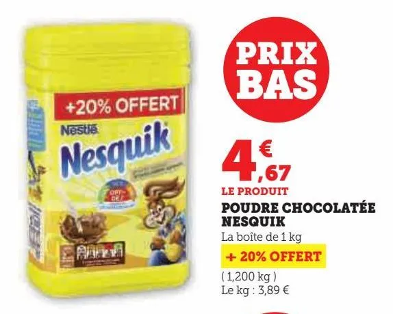 poudre chocolatée nesquik