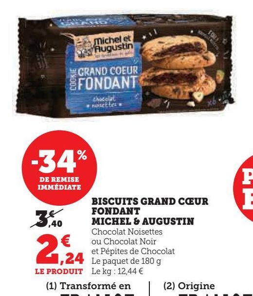 Biscuits grand coeur fondant Michel & Augustin