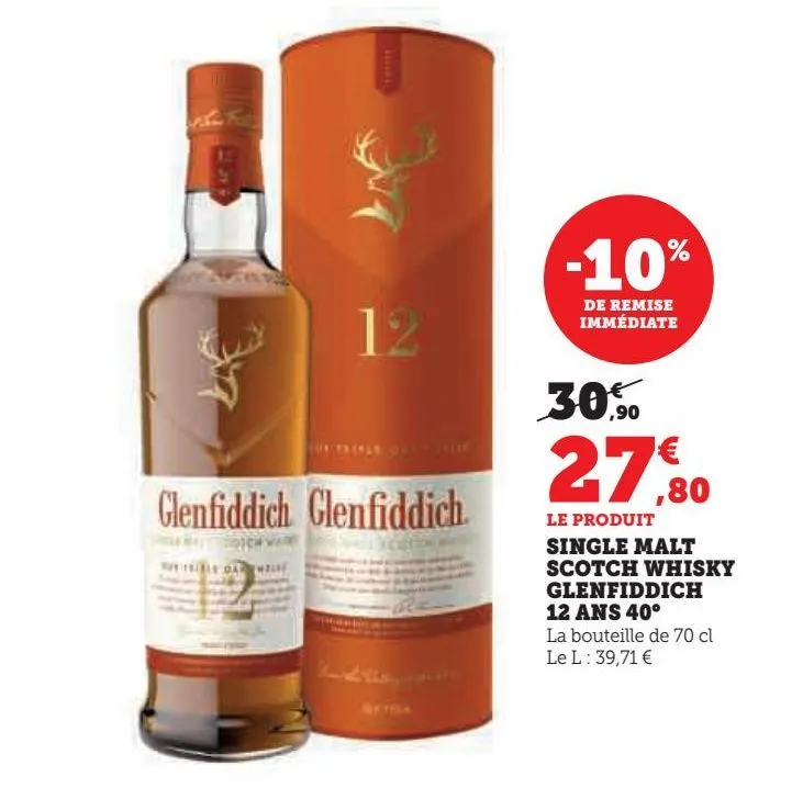single malt  scotch whisky  glenfiddich  12 ans 40°