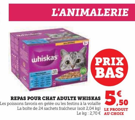 REPAS POUR CHAT ADULTE WHISKAS