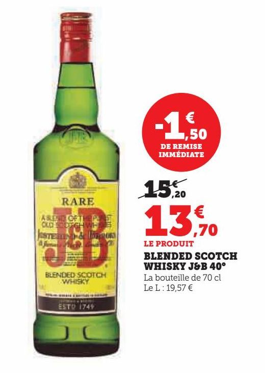 BLENDED SCOTCH  WHISKY J&B 40°