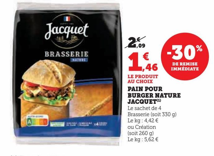 PAIN POUR  BURGER NATURE  JACQUET