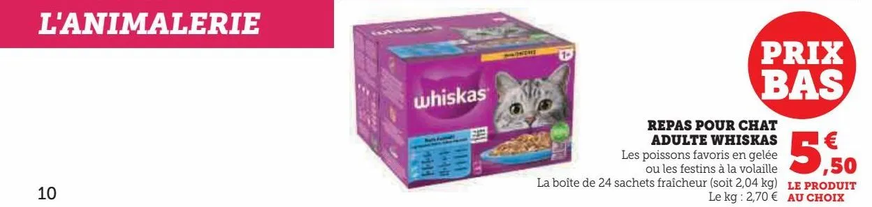 repas pour chat adulte whiskas 