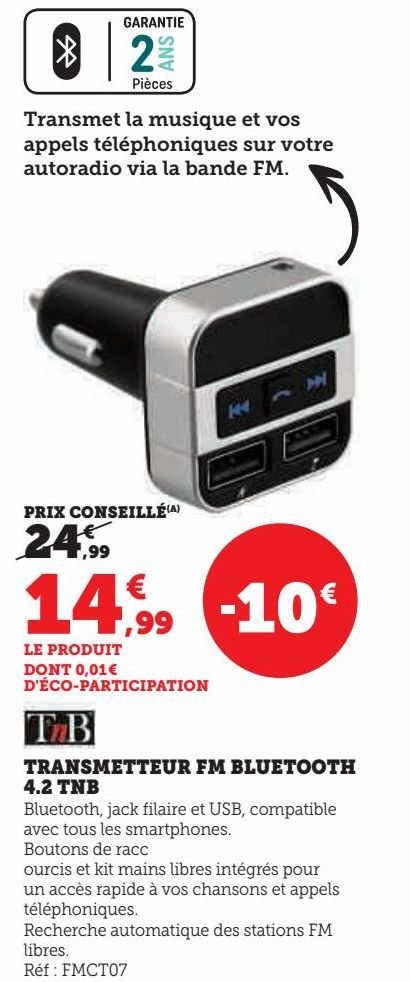 transmetteur fm de voiture 4.2 TNB