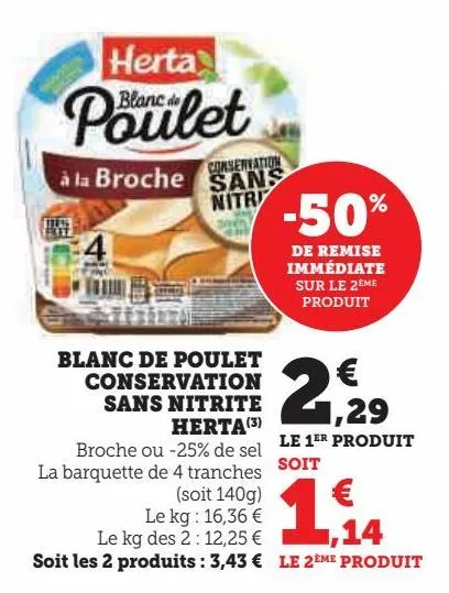 blanc de poulet conservation sans nitrite herta