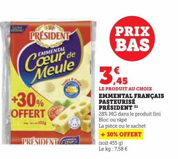 Emmental français pasteurisé président 