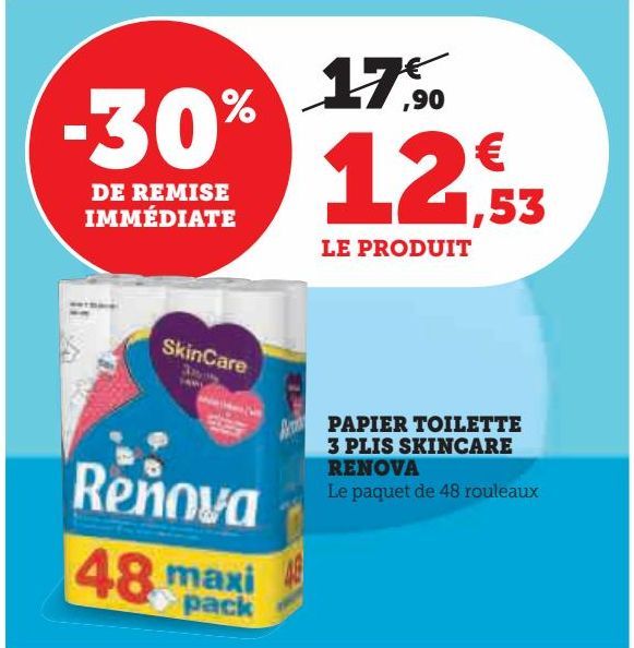 papier toilette 3 plis skincare Renova