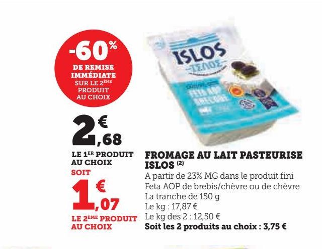 fromage au lait pasteurise islos