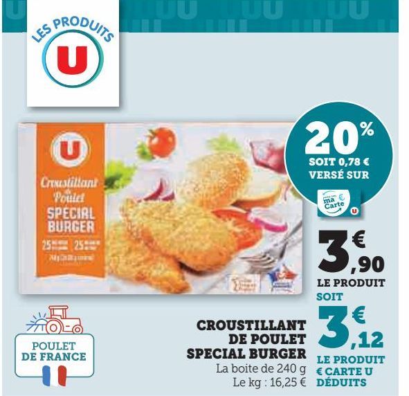 croustillant de escalopes de poulet special burger 