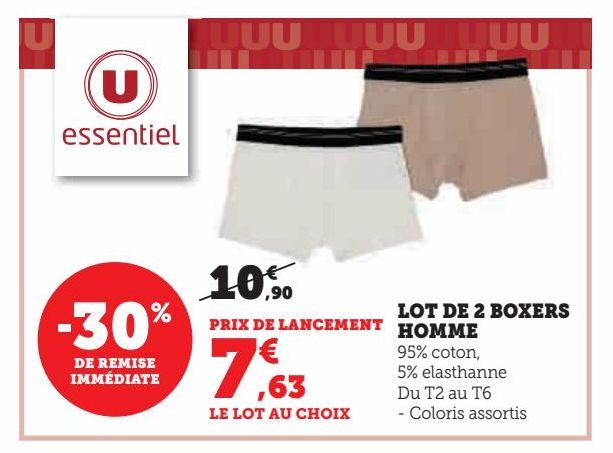 LOT DE 2 BOXERS HOMME