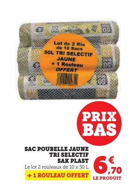 sac poubelle jaune tri selectif sak plast