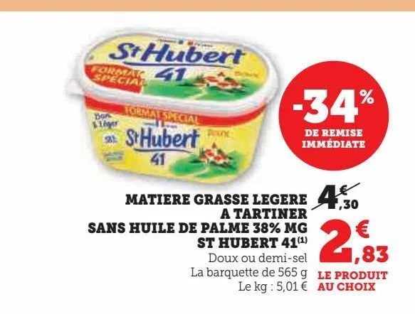 matiere grasse legere a tartiner sans huile de palme 38% mg st hubert 41