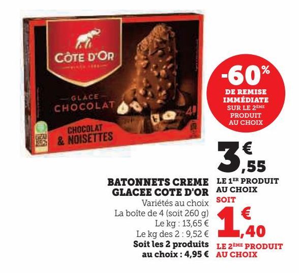 BATONNETS CREME GLACEE COTE D'OR